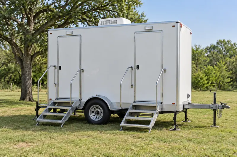 Multi-entry portable restroom trailer